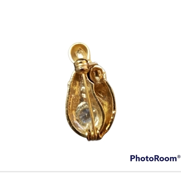 Mother Child Rhinestone Little Brooch Goldtone‎ - Picture 2 of 2